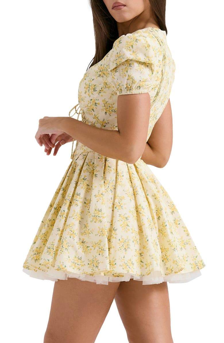 Emily - Vestido Mini con Corsé y Cuello en V de Flores