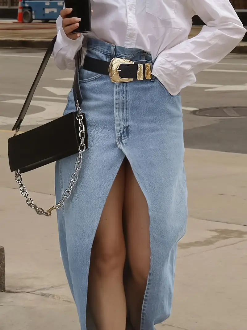 Falda vaquera de moda para mujer, perfecta para un look casual y moderno