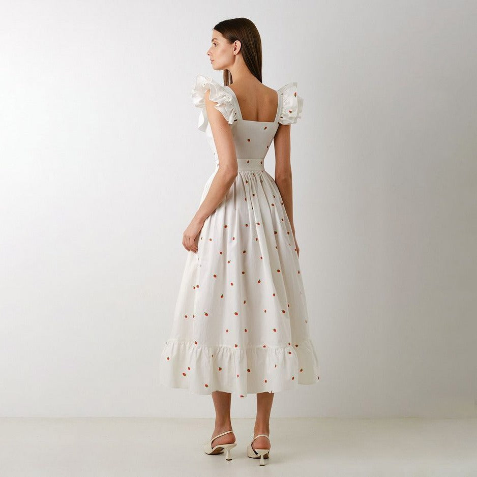 Vestido largo mujer estampado floral escote cuadrado - Camille