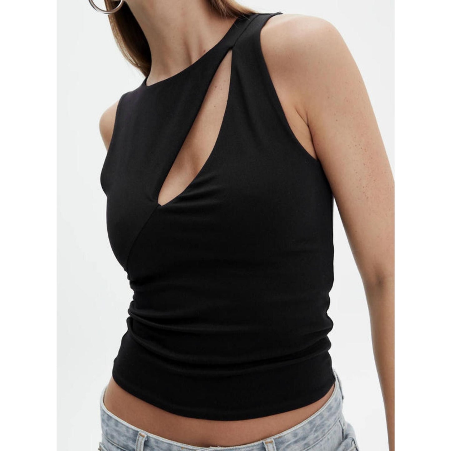 Lorea - Top de punto sin mangas de verano para mujer