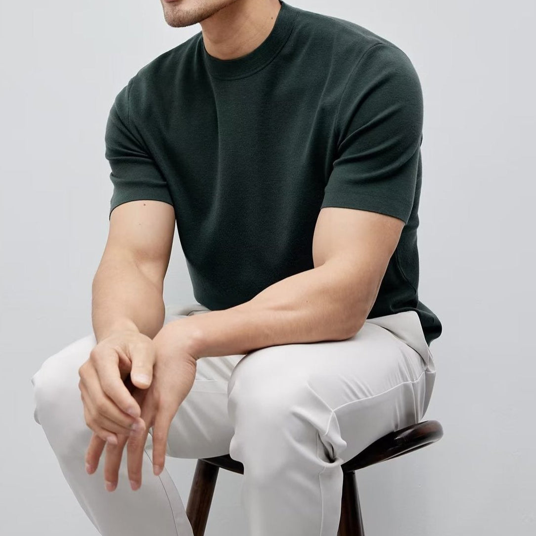 Camiseta para hombre de algodón mercerizado cuello redondo estilo minimalista - Hugo