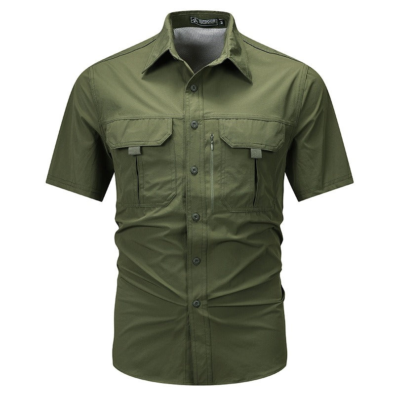 Camisa manga corta hombre poliéster técnico estilo utilitario - Mateo