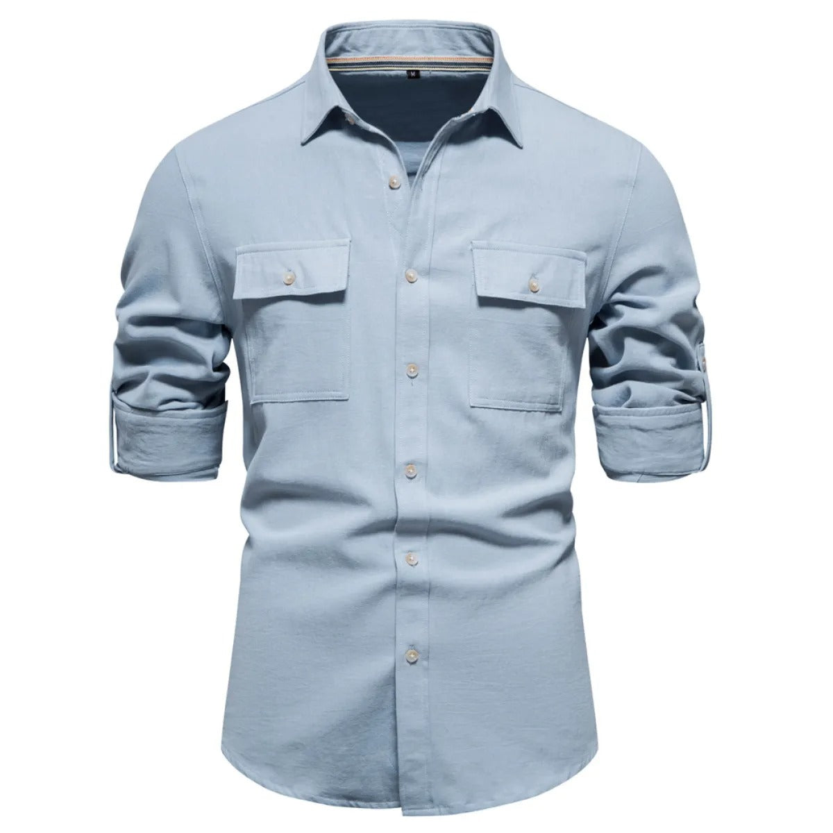 Camisa para hombre de algodón bolsillos frontales estilo casual - Nicolás