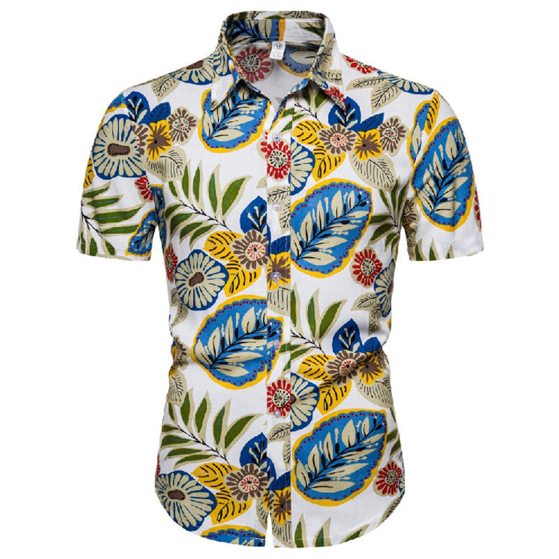 Elegante camisa estampada de vacaciones para hombre