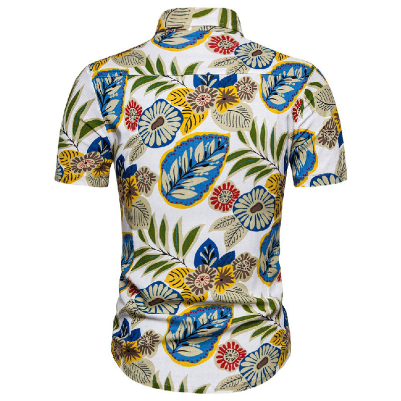 Elegante camisa estampada de vacaciones para hombre
