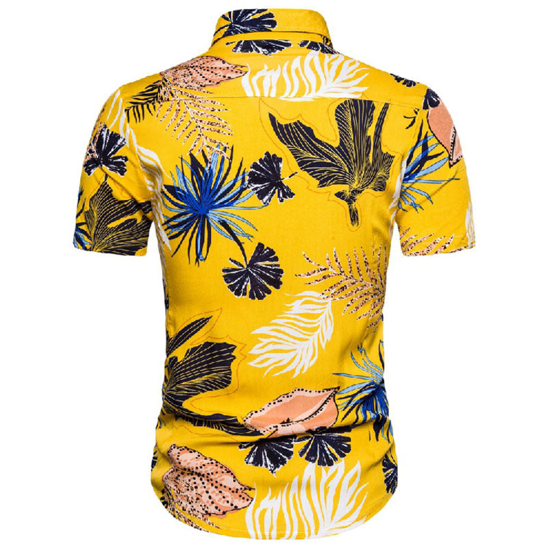 Camisa de vacaciones para hombre en algodón y lino