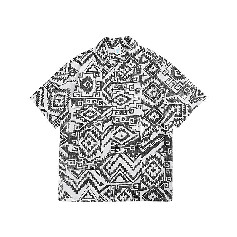 Camisa holgada de manga corta para hombre con estampado