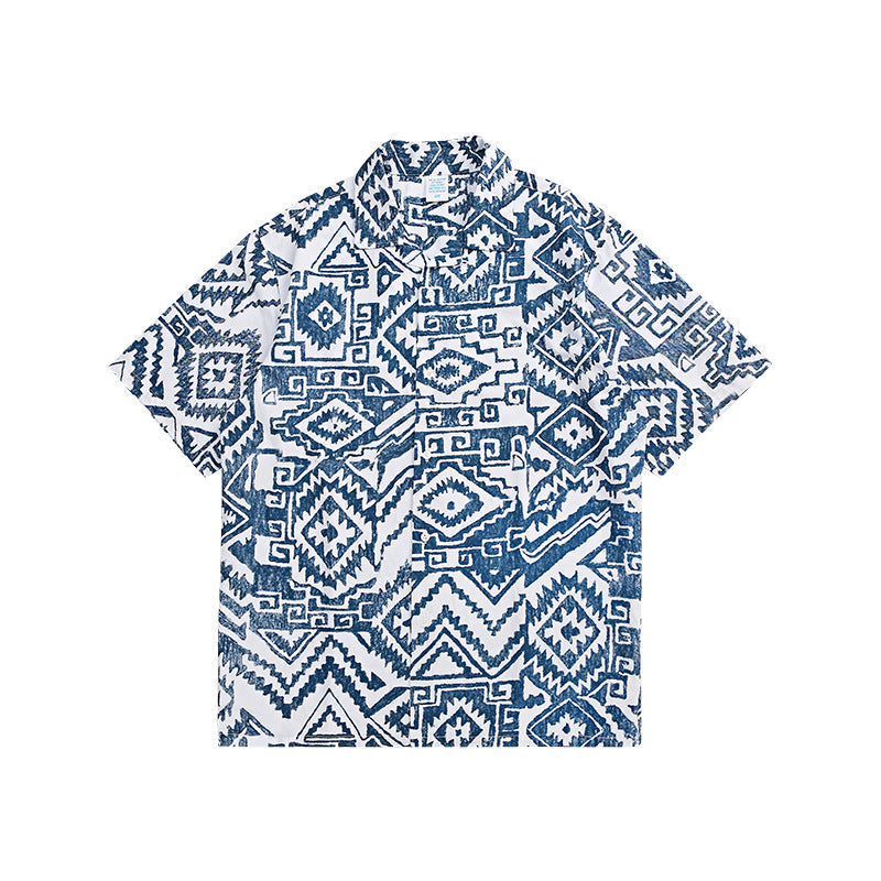 Camisa holgada de manga corta para hombre con estampado