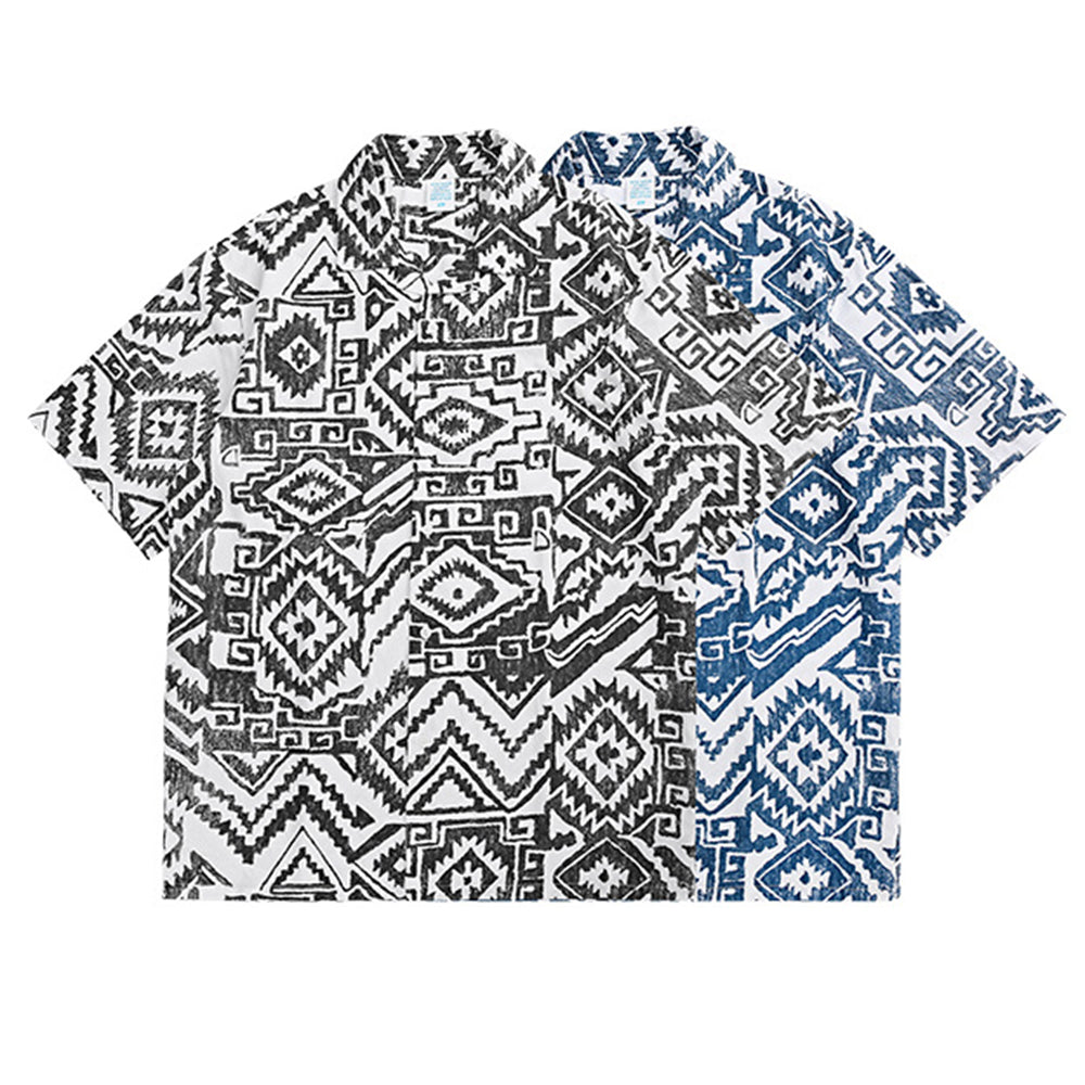 Camisa holgada de manga corta para hombre con estampado