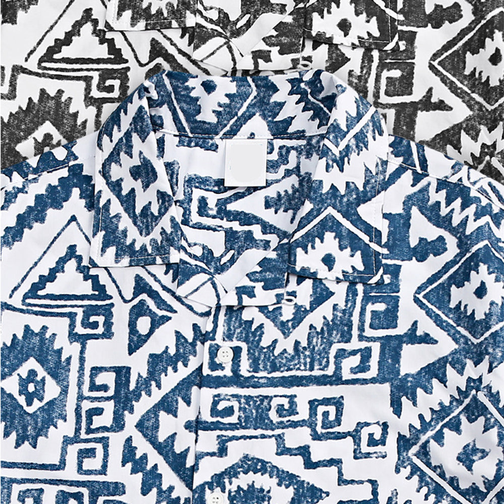 Camisa holgada de manga corta para hombre con estampado
