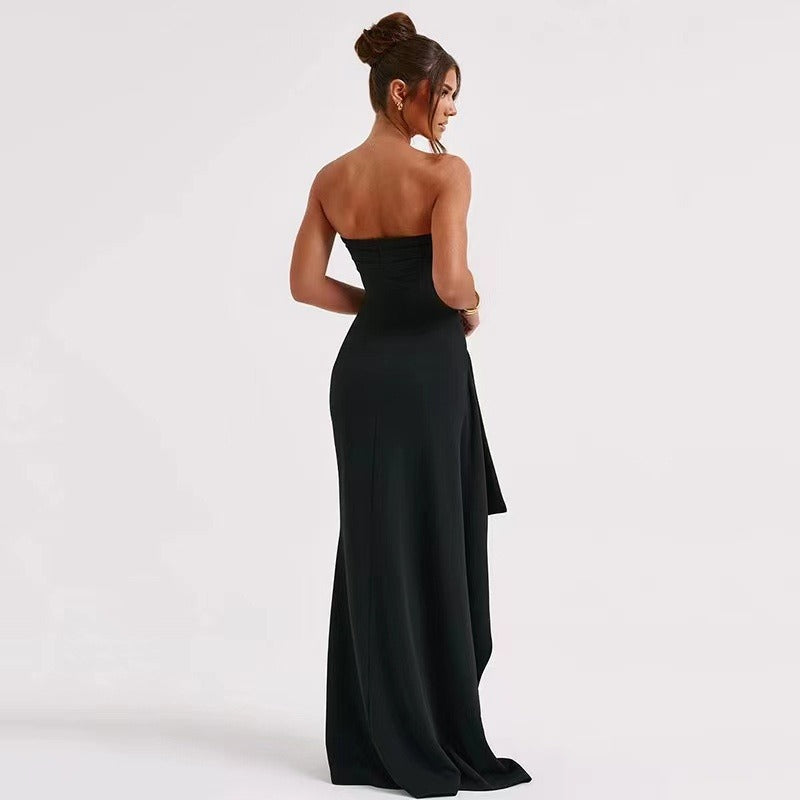 Vestido mujer largo elegante abertura alta - Noémie