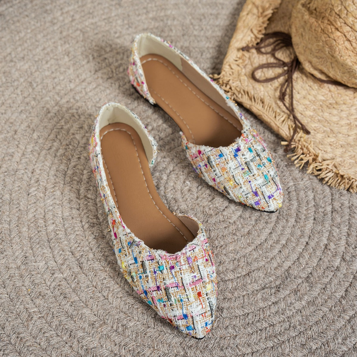 Zapatillas para mujer tejido multicolor corte en punta - Melina