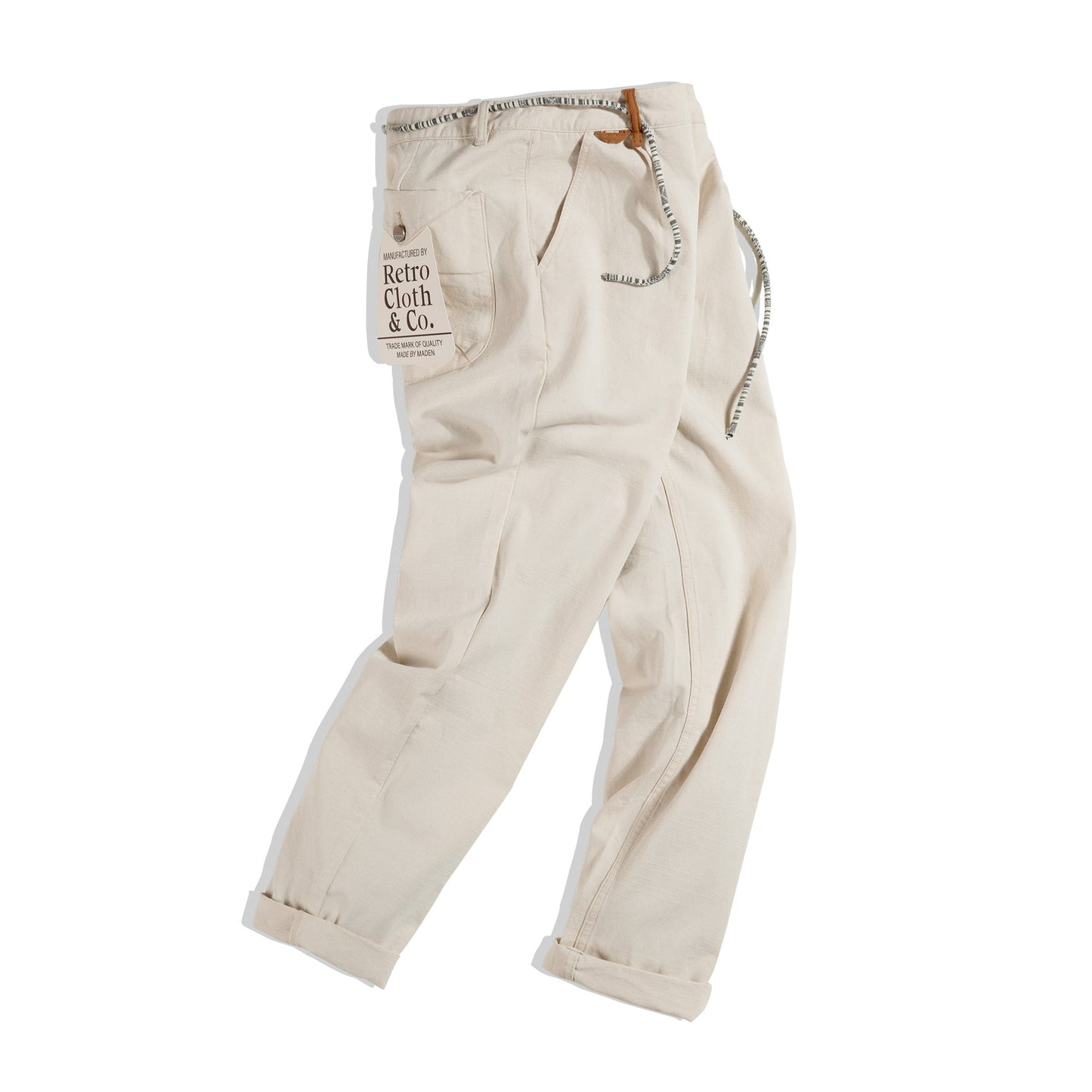 Pantalones hombre algodón casual con cordón - Hilario