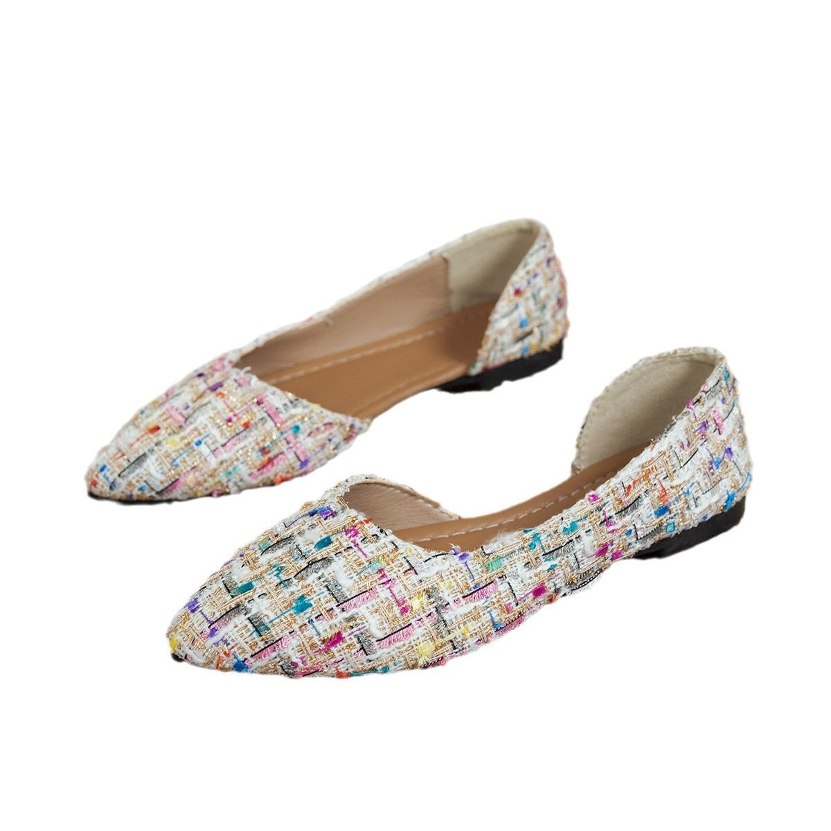 Zapatillas para mujer tejido multicolor corte en punta - Melina