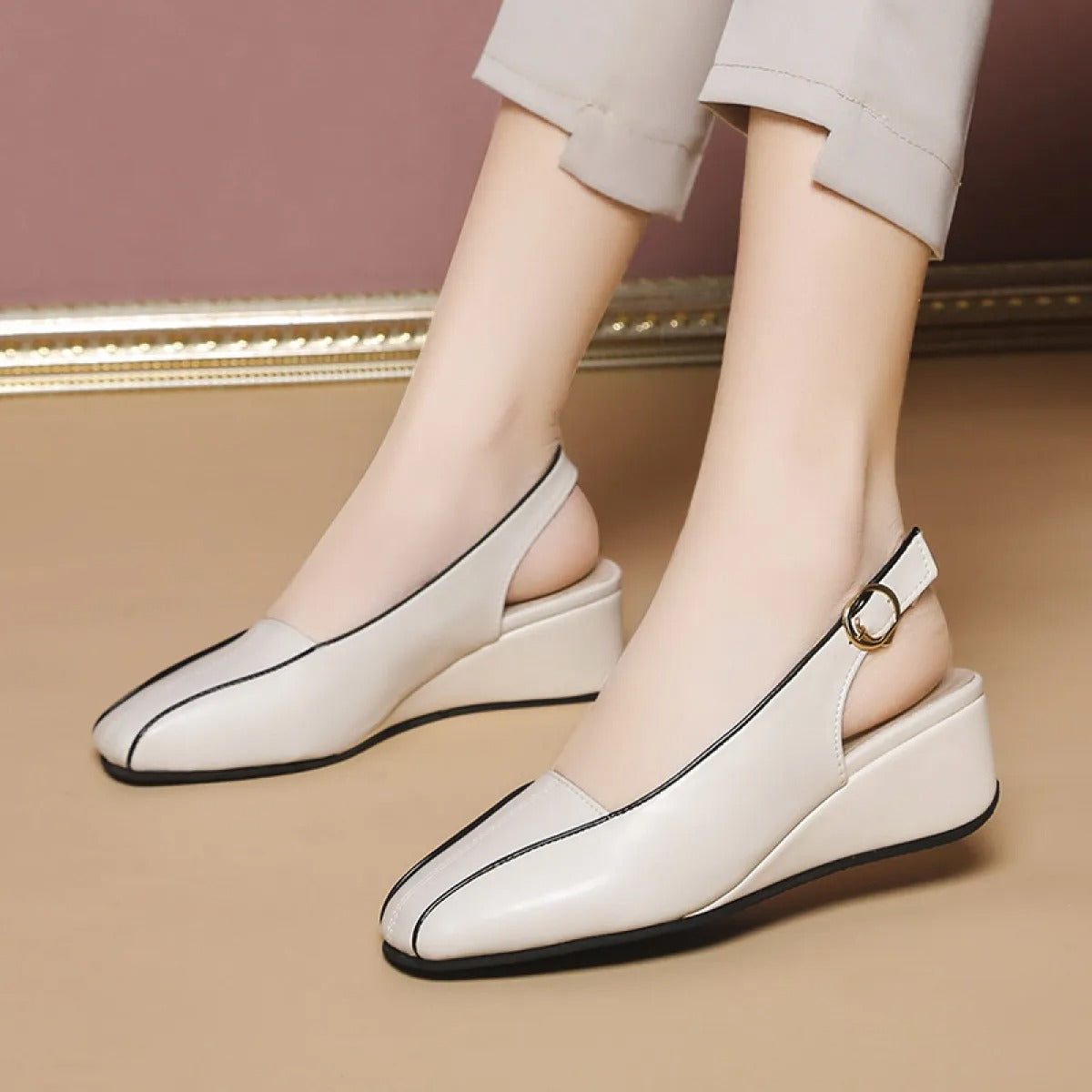 Zapatos de Tacón Bajo Mujer Diseño Minimalista - Céleste