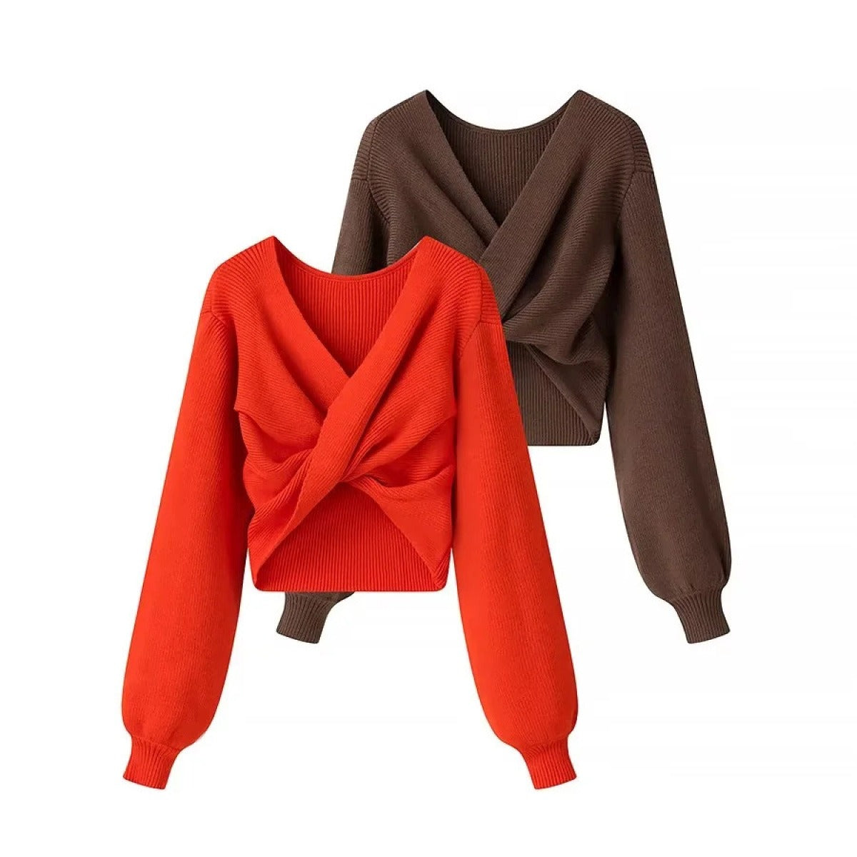 Jersey mujer punto canalé diseño cruzado estilo cropped - Alix