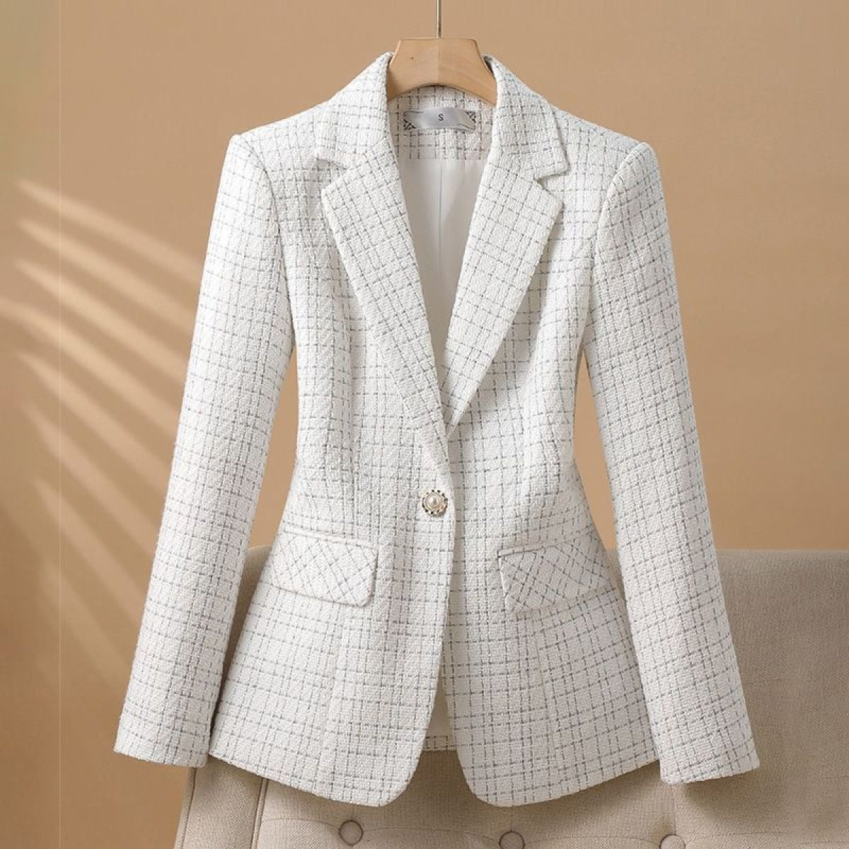 Blazer de Mujer Entallado con Patrón de Cuadros - Melissa