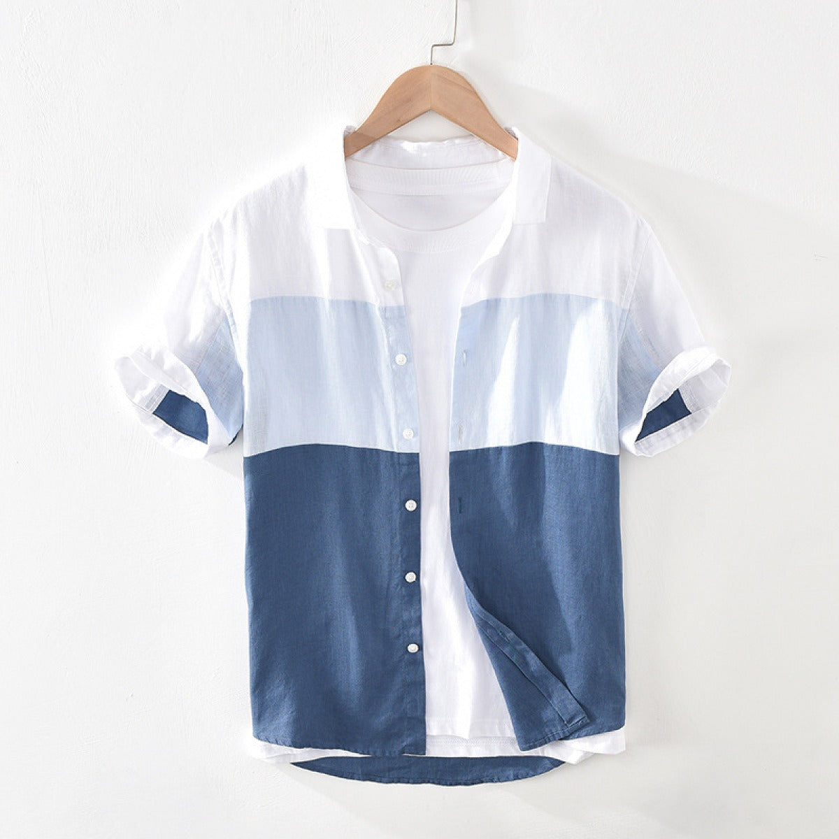 Camisa para hombre de manga corta algodón bloques de color - Sjoerd