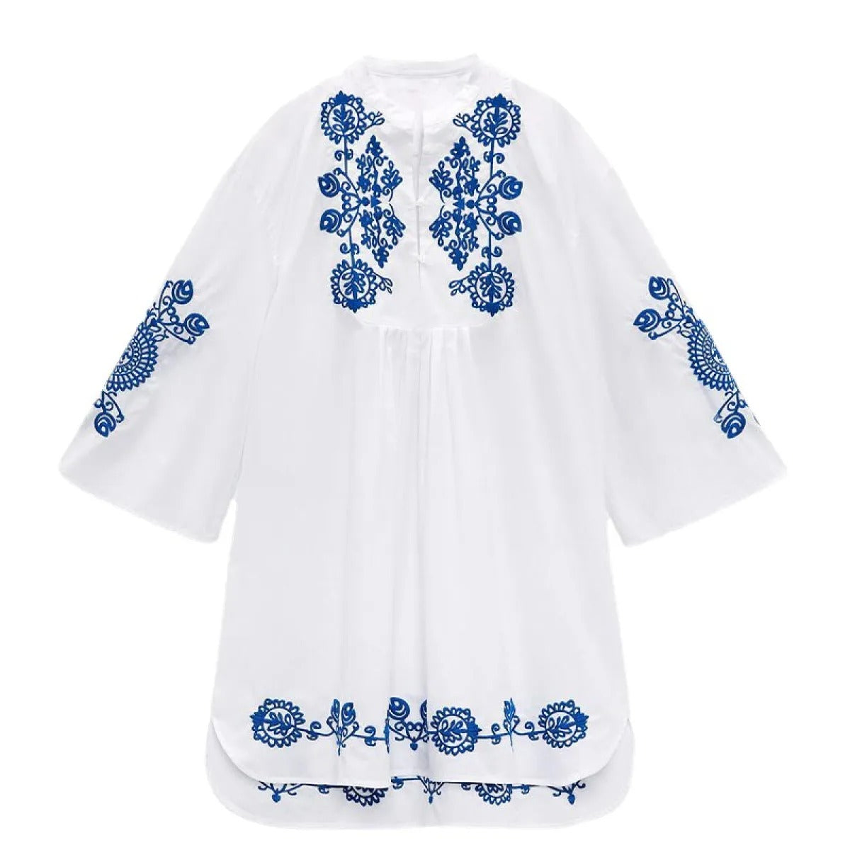 Vestido corto para mujer de algodón bordado estilo étnico corte holgado - Irati