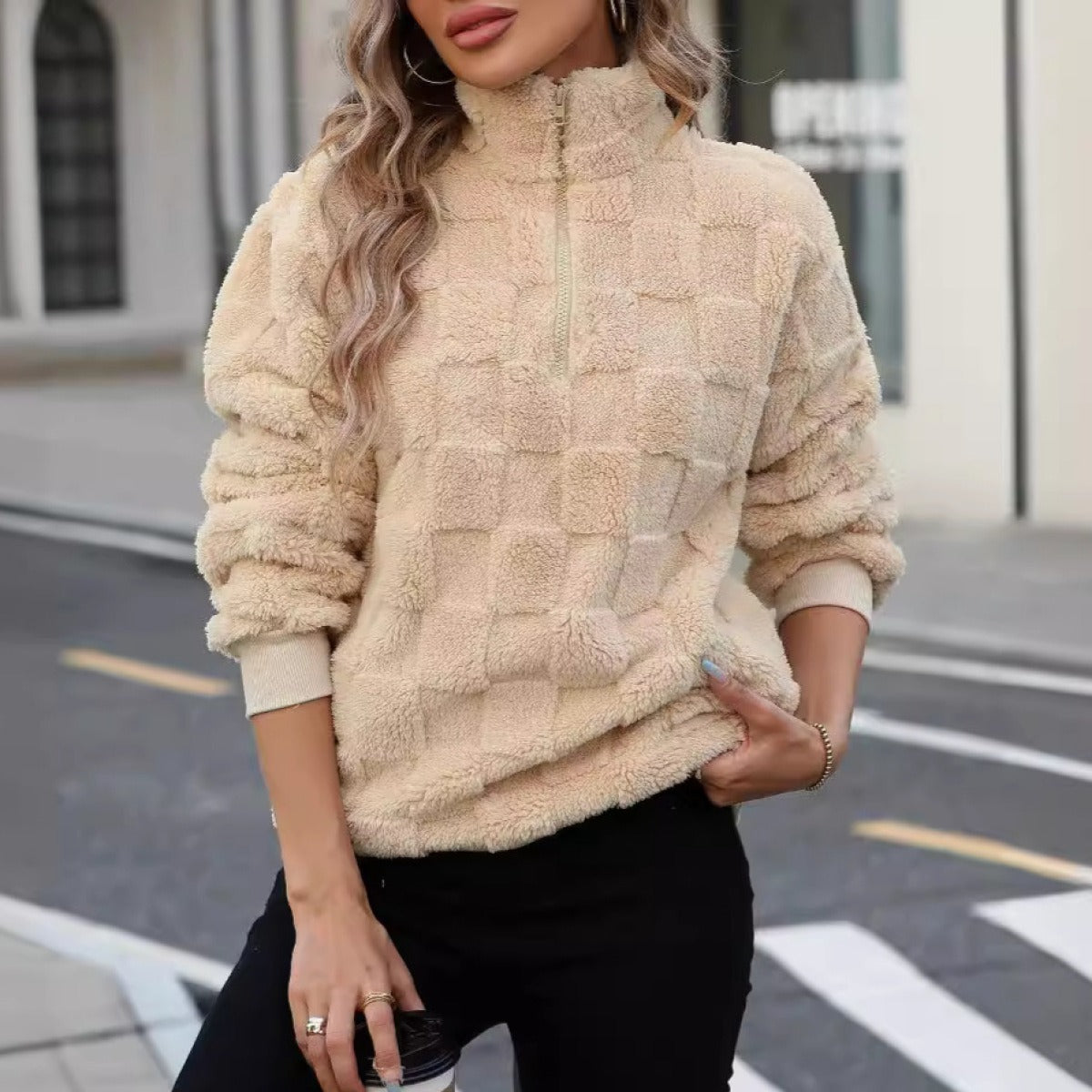 Sudadera polar de cuello alto con cremallera - Noémie