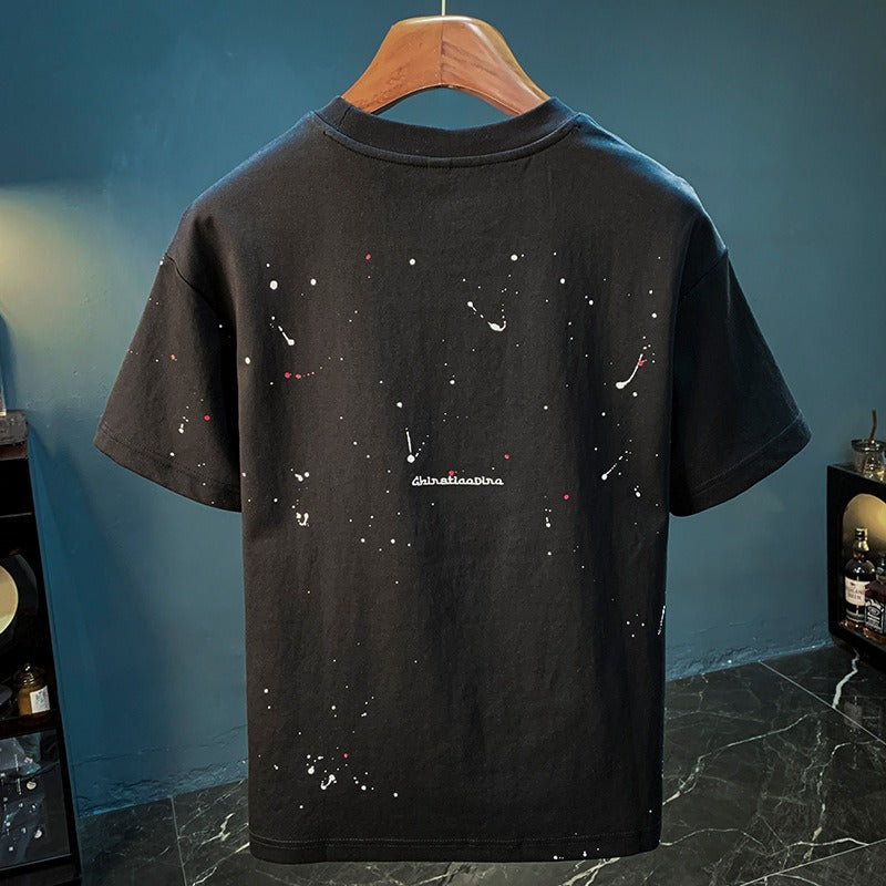 Camiseta hombre algodón estampado salpicado estilo urbano - Dalvio