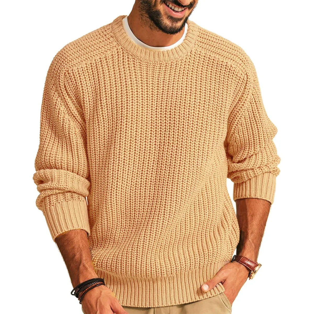 Jersey hombre punto grueso cuello redondo - Levik