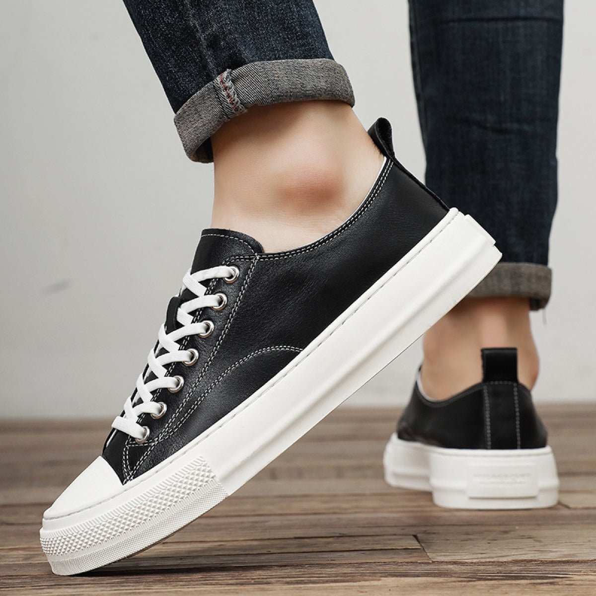 Zapatillas para hombre de cuero sintético punta blanca estilo urbano - Yago
