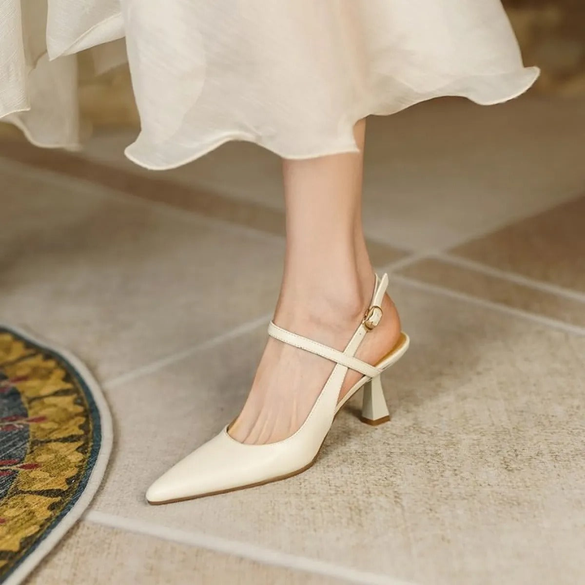 Sandalias de tacón medio para mujer diseño cruzado punta afilada - Estelle