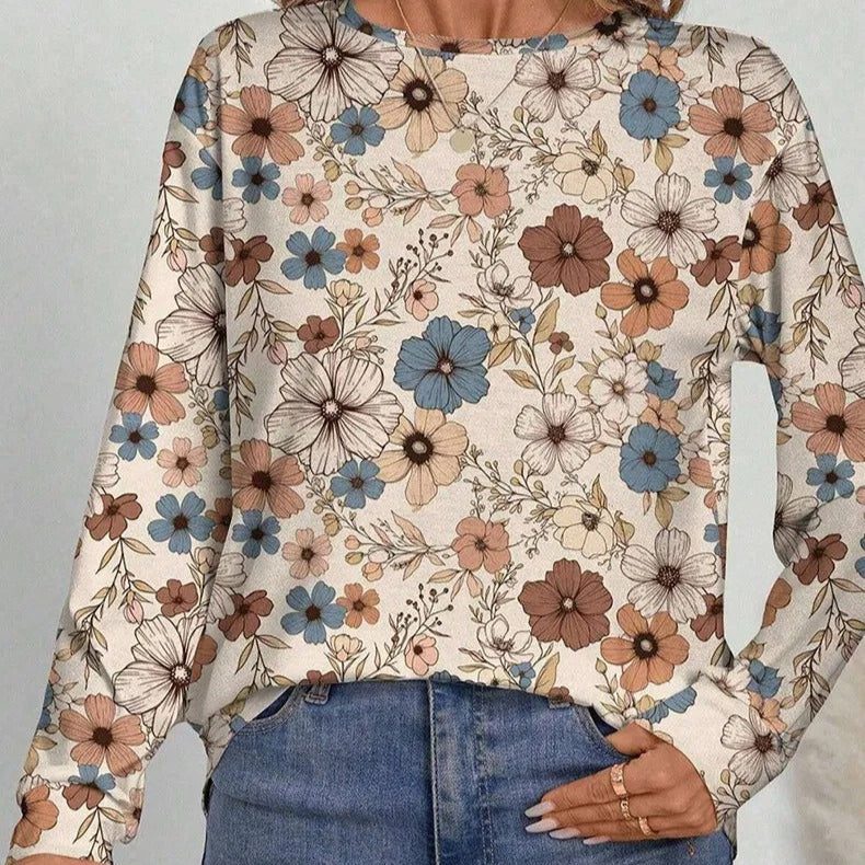 Blusa casual de manga larga estampado floral – Lorine