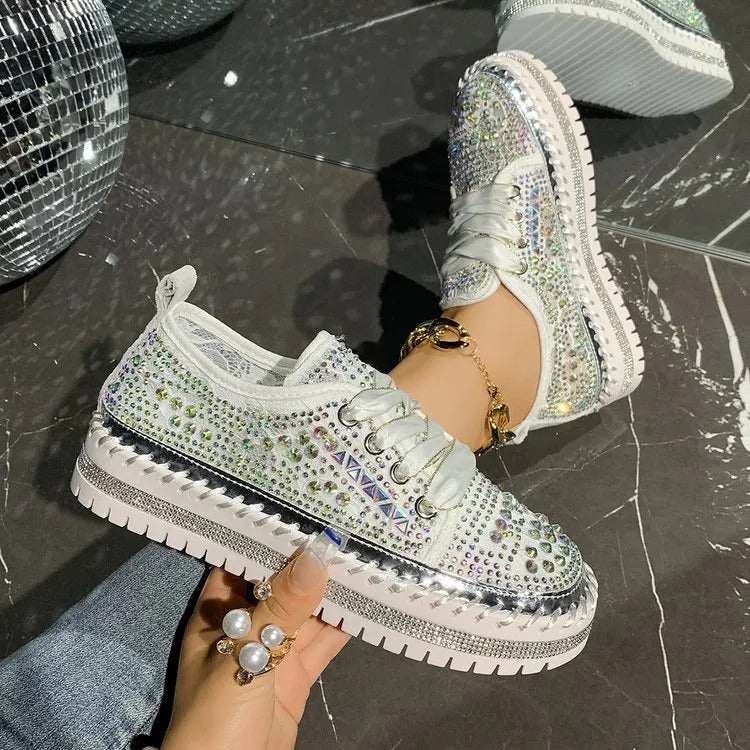 Zapatillas para mujer con pedrería sintética estilo plataforma casual - Lidia