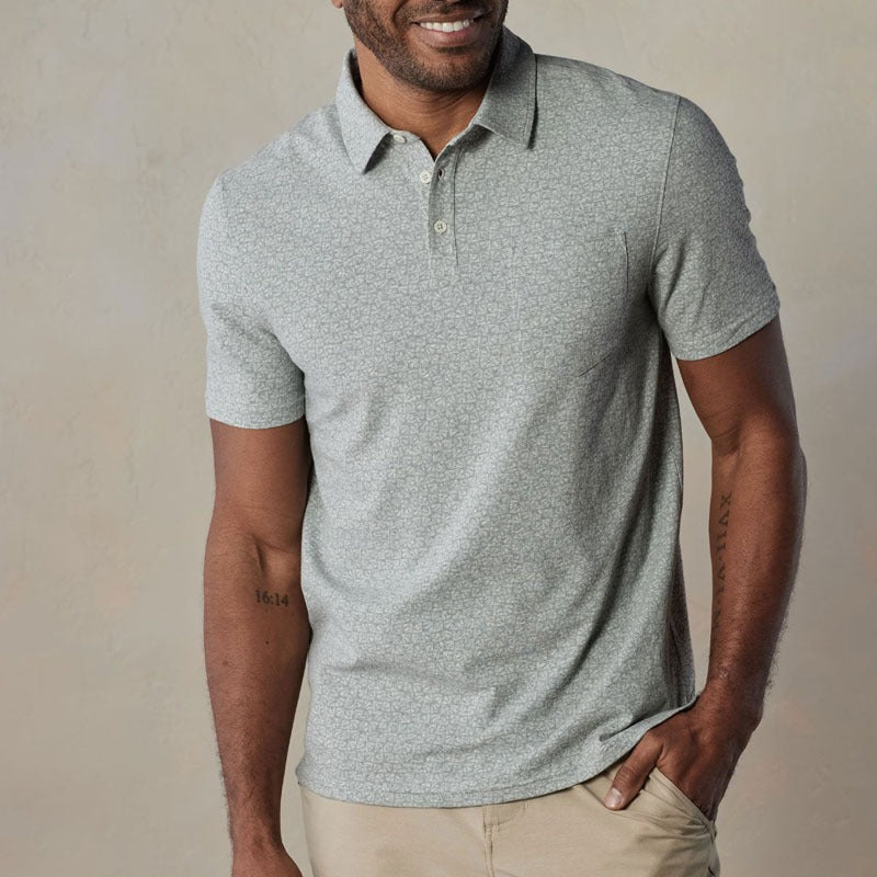 Polo para hombre de tejido ligero con microestampado geométrico - Bruno