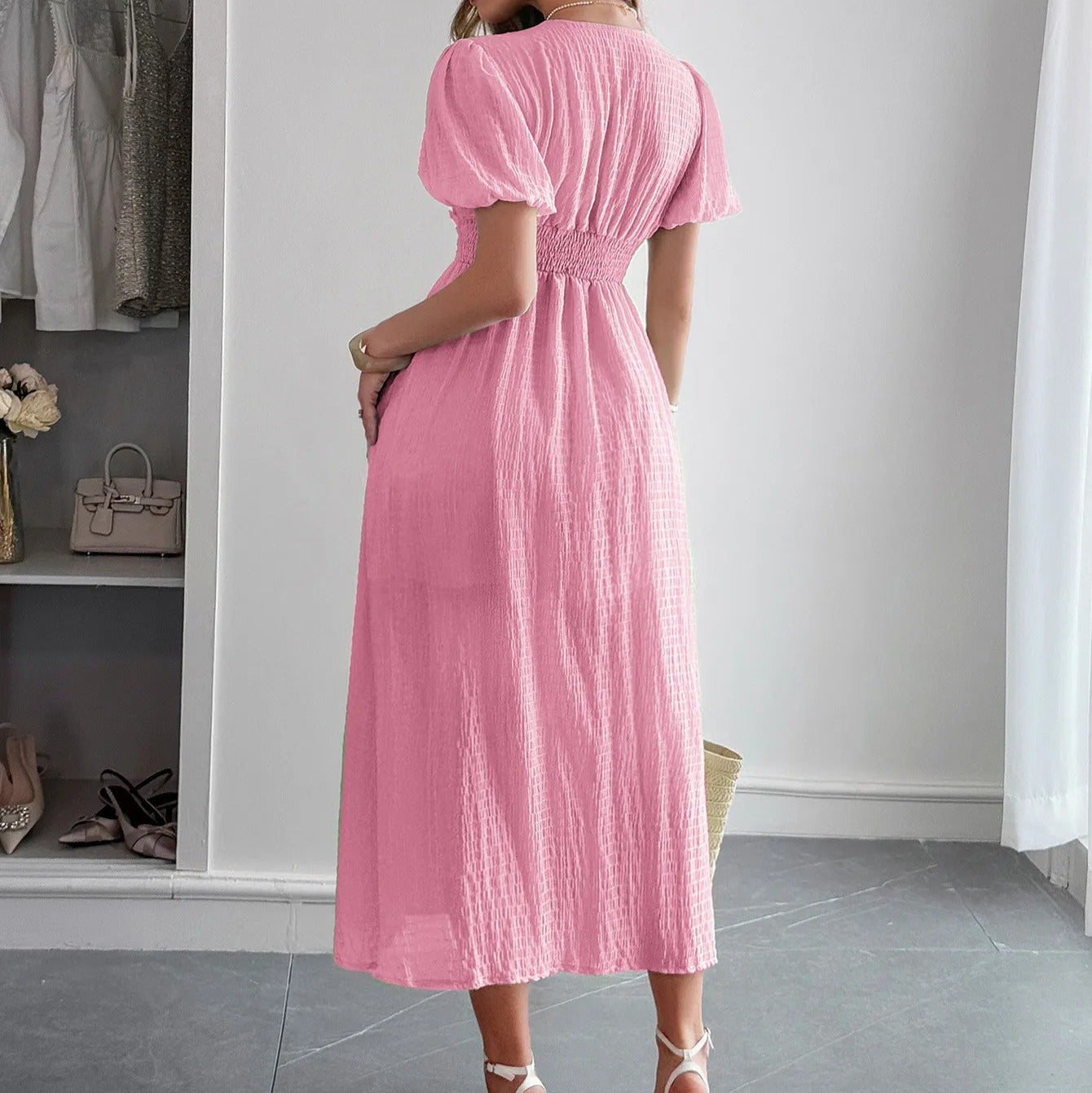 Vestido largo para mujer con escote cruzado estilo elegante con abertura frontal - Dalia