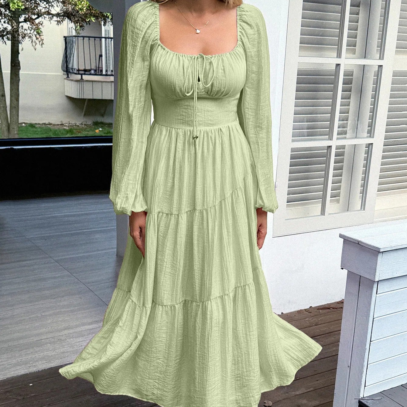 Vestido largo con escote cuadrado - Liora