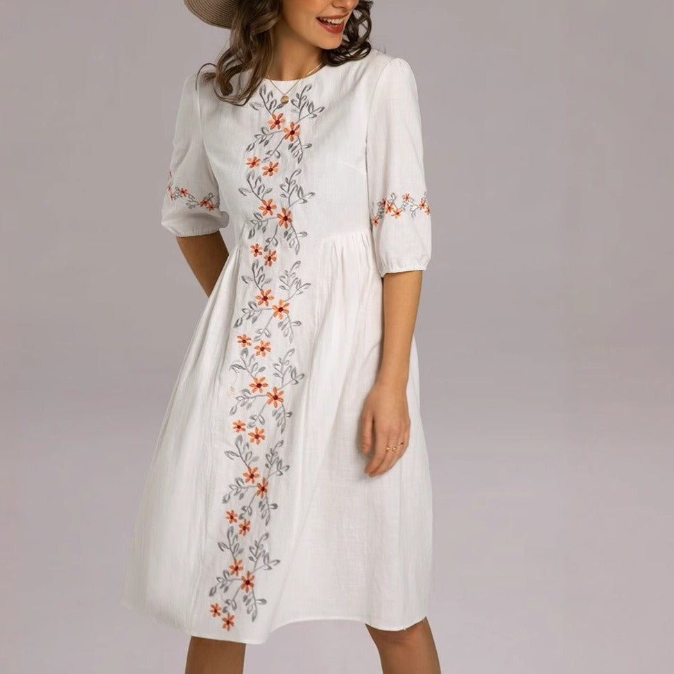Vestido algodón con manga tres cuartos - Carmona