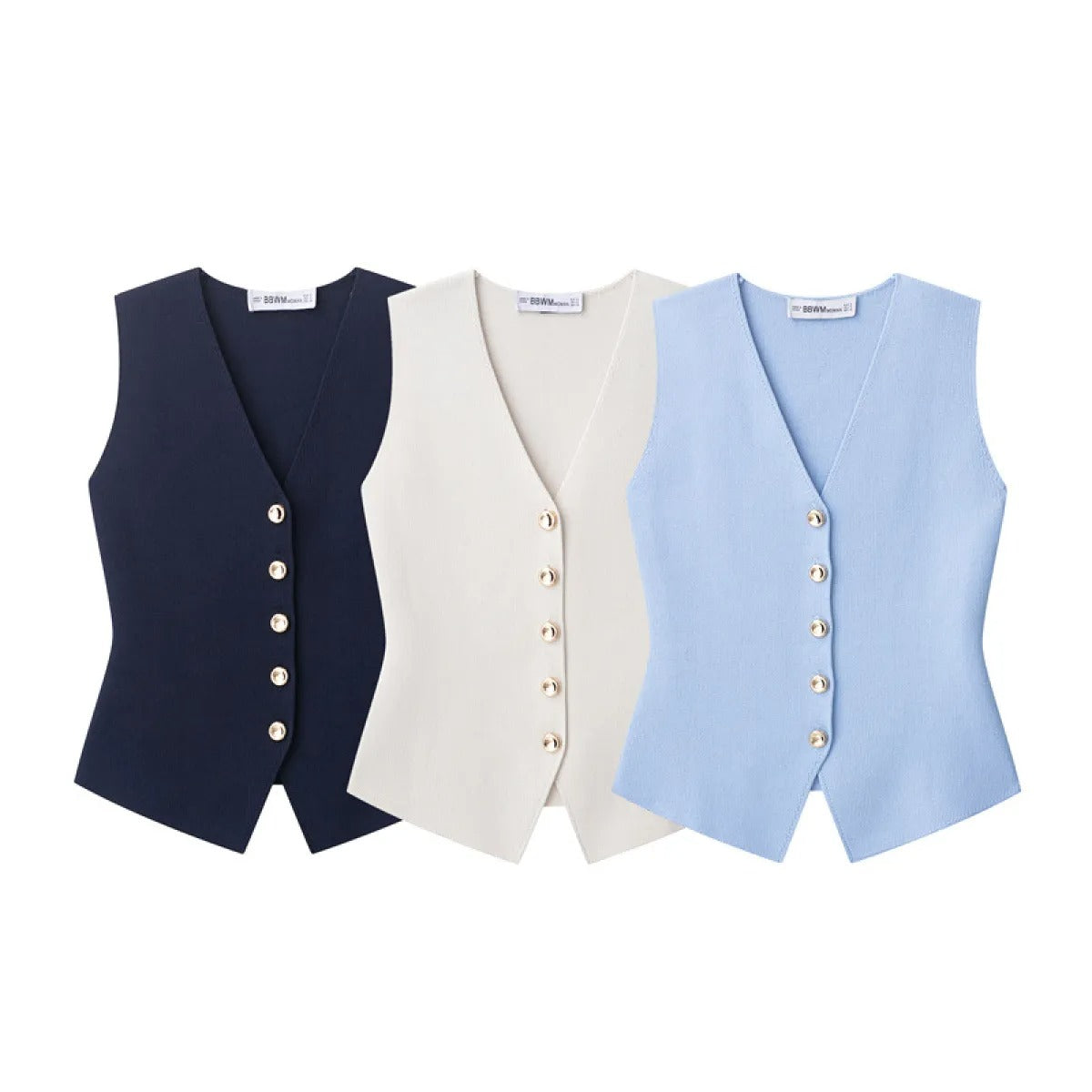 Chaleco mujer sin mangas con botones dorados estilo sastre - Saray