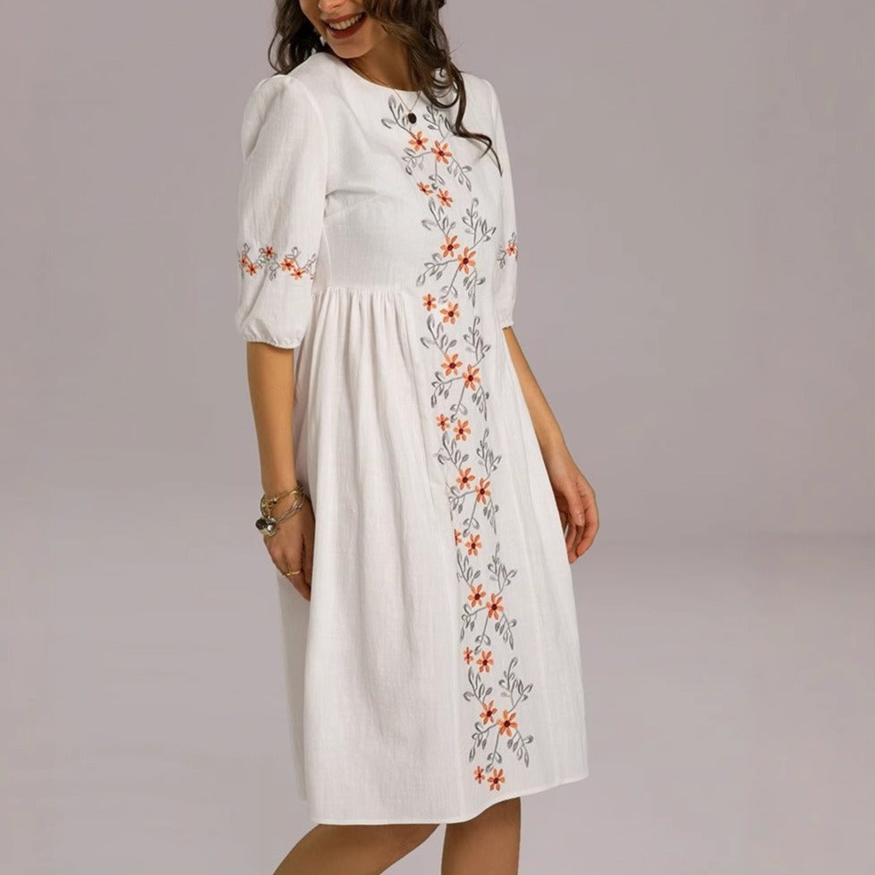 Vestido algodón con manga tres cuartos - Carmona