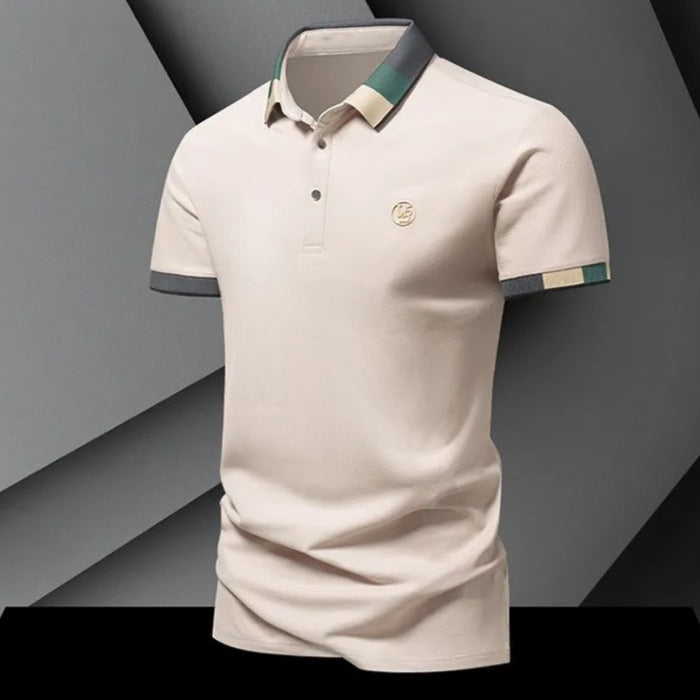Camiseta polo para hombre de punto con textura geométrica y manga larga - Joan