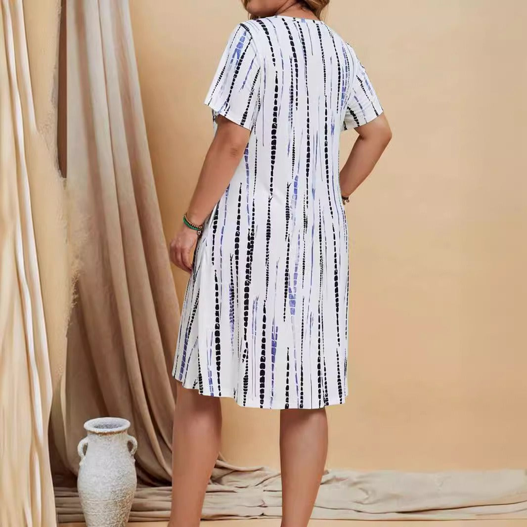 Vestido casual para mujer con estampado geométrico corte evasé - Annemarie