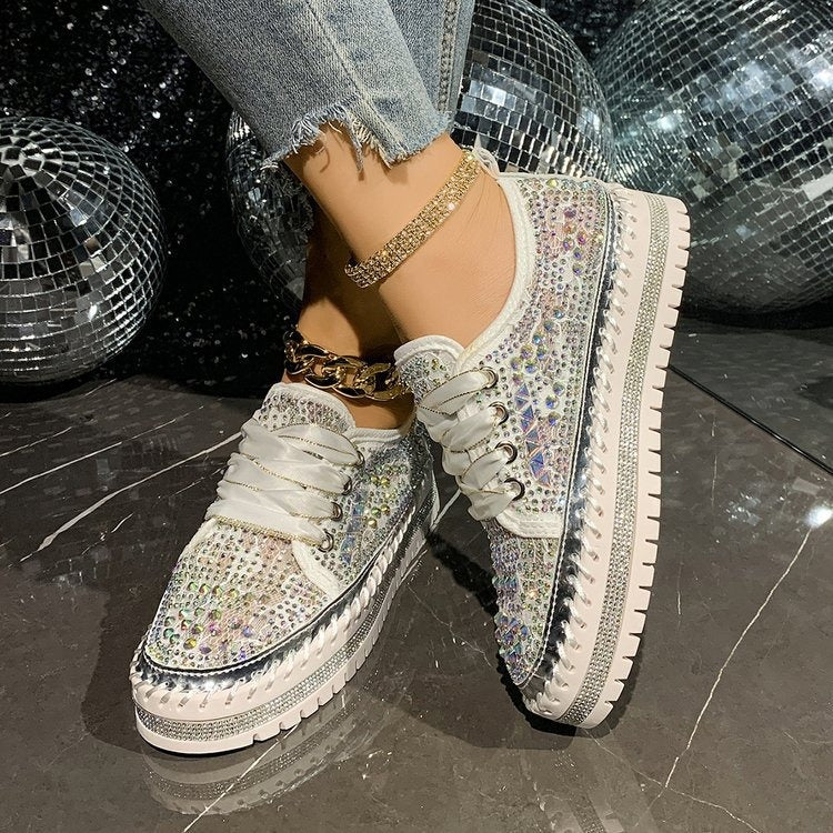 Zapatillas para mujer con pedrería sintética estilo plataforma casual - Lidia
