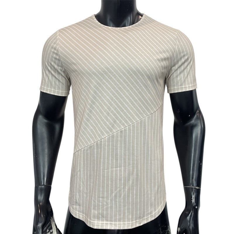 Camiseta para hombre de manga corta canalé fino estilo entallado - Thiago