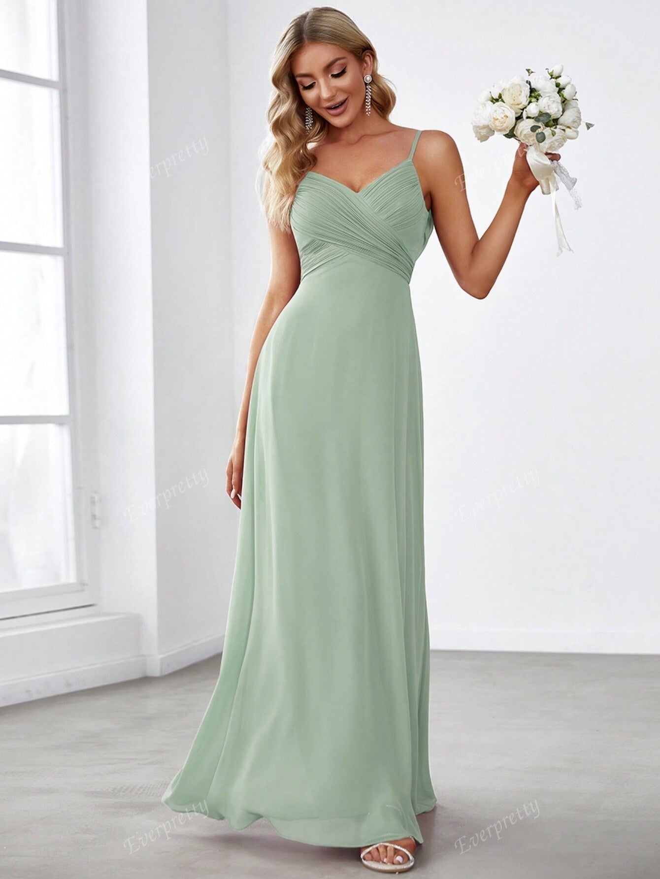 Vestido largo mujer gasa elegante tirantes finos - Estrella