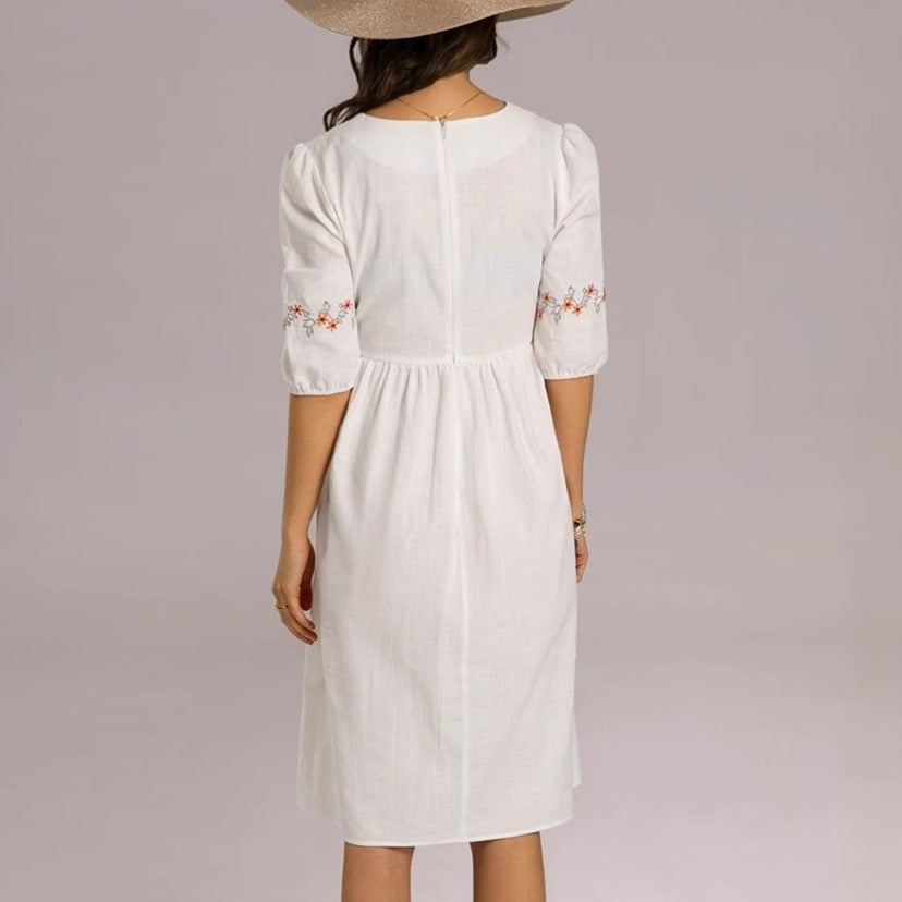 Vestido algodón con manga tres cuartos - Carmona