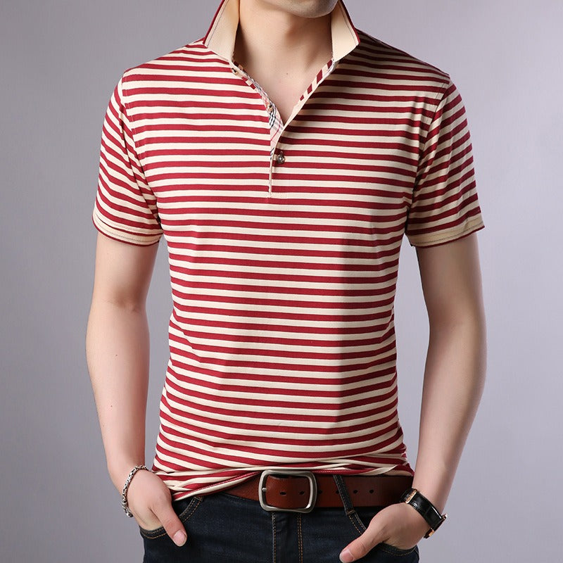 Camiseta polo para hombre de algodón a rayas con cuello abierto - Hugo