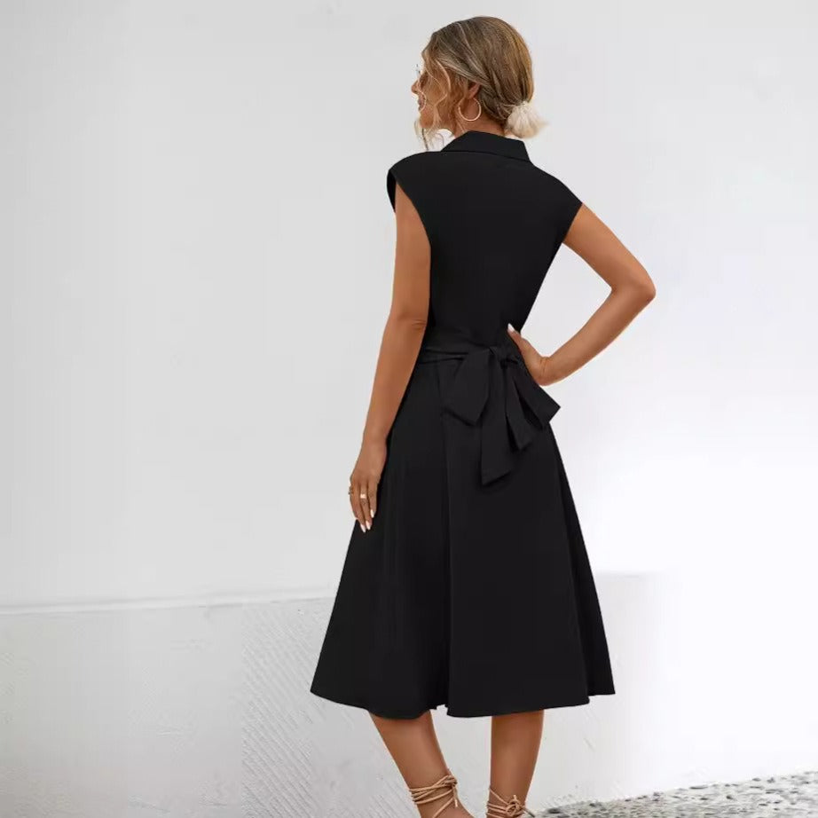 Vestido midi para mujer de algodón estilo camisero - Anaëlle