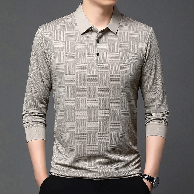 Camiseta polo para hombre de punto con textura geométrica y manga larga - Hugo