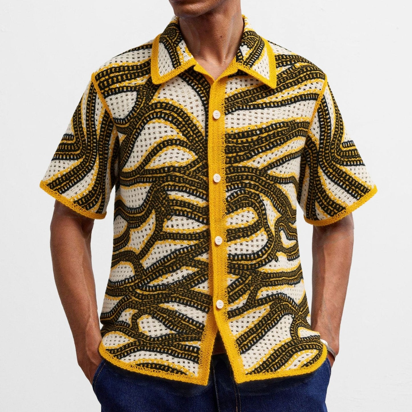 Camisa hombre crochet bordado estilo retro - Malik
