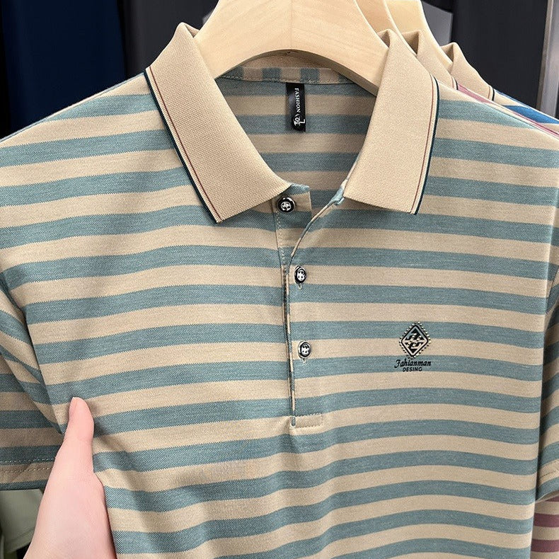 Camiseta polo para hombre de punto a rayas con cuello clásico - Marc