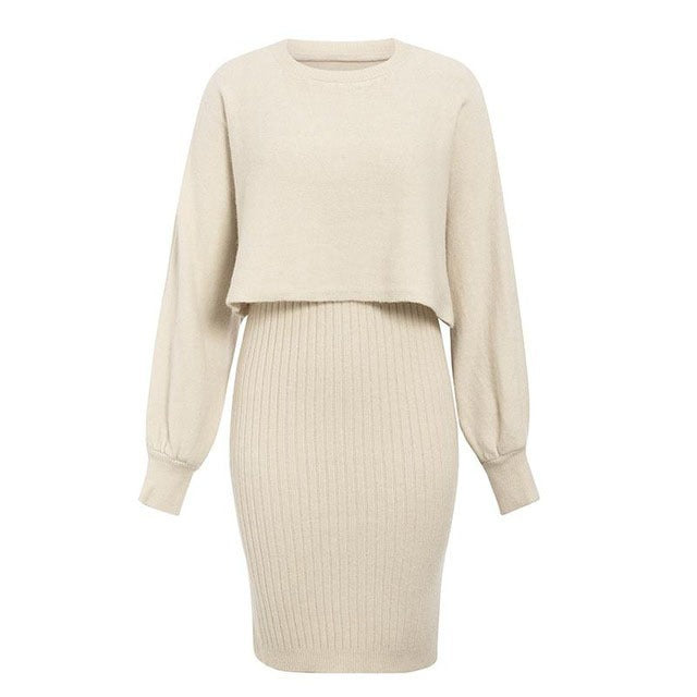 Vestido de punto con efecto dos piezas - Karine