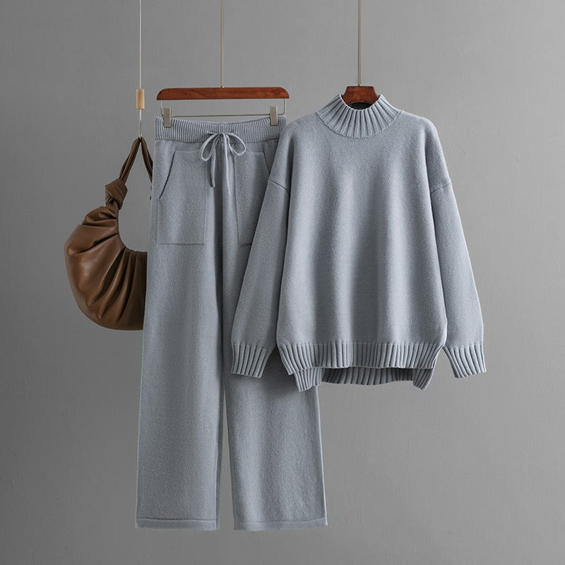 Conjunto mujer punto suave cuello alto estilo minimalista - Amélie