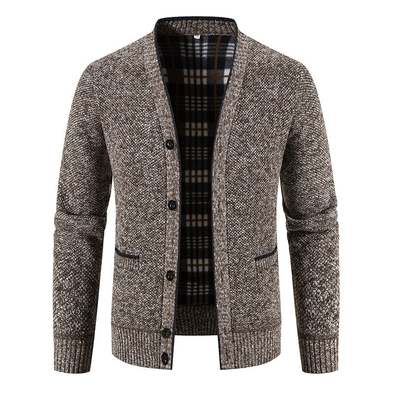 Cárdigan hombre punto forrado interior tartán estilo casual - Morten
